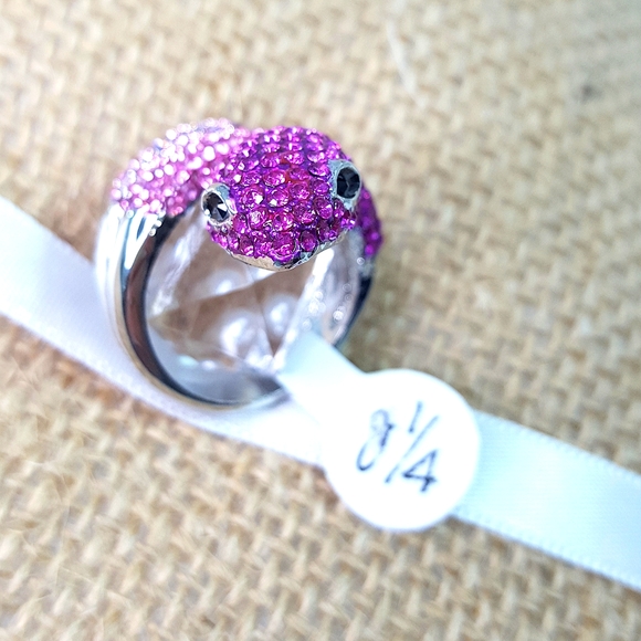 Snake Ring🎀Purple Pink Faux Colorful Rhinestones - Picture 3 of 7
